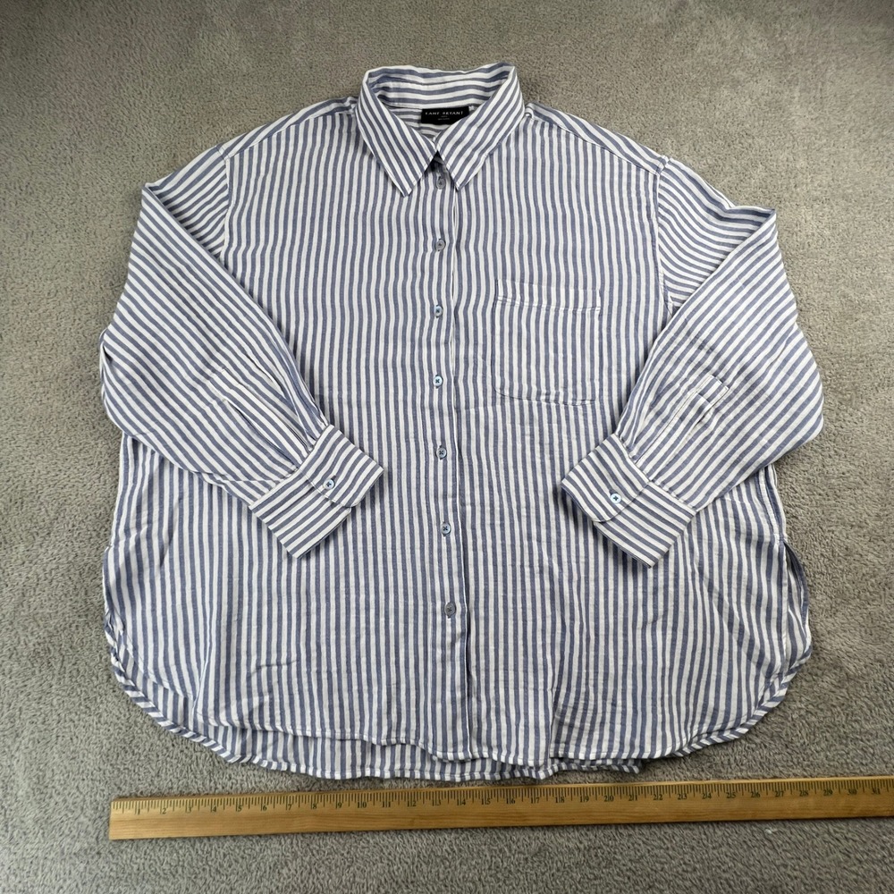 Button Down Shirt Striped Cotton Long Sleeve Top Summer Minimalist Lane Bryant